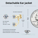 Front Back Double Sided 5MM Moissanite Diamonds Stud Earring For Women - 2 in 1 Pierced Earrings Fine Jewellery - The Jewellery Supermarket