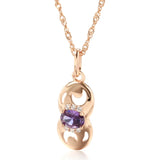 Amazing 14K Rolled Rose Gold Purple AAA Zircon Crystal Gourd Shape Pendant Necklace - Party Fine Jewellery