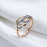 Luxury Crystal Flower Design 14K Rolled Rose Gold AAA Zircon Diamonds Fashion Wedding Rings - Fine Jewellery