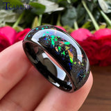 Galaxy Series Opal Inlay Domed Polished 8mm Men Women Tungsten Carbide Rings