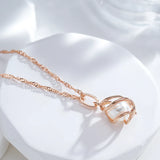 14K Gold Filled Luxury Pendant Unique Geometric Hollow Pearl Elegant Necklace for Women