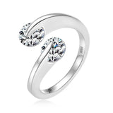 Two-stone Sweet Intertwined 925 Silver 6.5mm Moissanite Open Engagement Ring