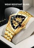Military Triangle Steel Skeleton Automatic Movement Sports Mechanical Luxury Waterproof Silicone Strap Wristwatches