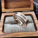 Flat Brushed Polishing Center Groove 6mm Wedding Engagement Gold Tungsten Rings