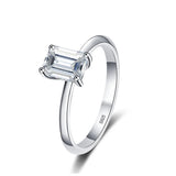 Stunning 1 Carat Emerald Radiant Cut VVS1 D Colour Moissanite Wedding Silver Ring