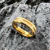 Sandblasted Finish 14K Gold Plated  6mm/8mm Tungsten Carbide Rings for Men Women