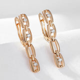 14 Karat Rolled Gold Luxury Trendy Hollow Chain Shape Long Dangle Earrings For Women