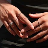 Elegant VVS1 D Color Moissanite Stackable 925 Sterling Silver Parallel Bar Ring