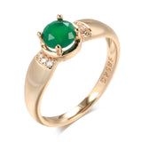 14K Rolled Gold with Circle Cut AAA Emerald Zircon Crystal Elegant Delicate Ring