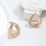 14K Gold Filled Trendy Twist Large Hoops Multilayer AAA Zircon Diamonds Earrings