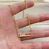 Modern Fashion Filled 14K Rose Gold AAA Zircon Diamonds Square Pendant Necklace - Daily Fine Jewellery