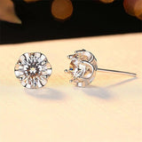 Flower Design 0.6ct Moissanite Diamonds Six Claws Stud Earrings - Sterling Silver Fashion Women's Fine Jewellery