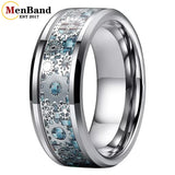 Gear Wheel Blue Carbon Fiber Inlay Unique 6/8mm Tungsten Carbide Wedding Rings