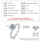 Luxury Classic 8mm 2.0CT VVS1 D Moissanite Solitaire Engagement Wedding Ring