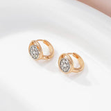 Cute Rolled Rose Gold of 14-Karat Purity AAA Zircon Diamonds Paved Stud Earrings For Women