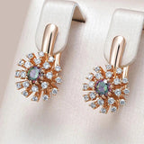 Luxury Filled Rose Gold of 14-Karat Purity Colorful AAA Zircon Crystals Flower Drop Earrings - Fine Jewellery