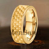 Carbon Fiber Inlay 4/6/8mm Gold Tungsten Engagement Wedding Rings for Men Women