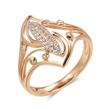 Unique Splendid 14K Rolled Rose Gold Curve Micro Wax Inlay AAA Zircon Diamonds Ring - Fine Fashion Jewellery