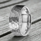 Flat Two Colors Hammered 6/8mm Tungsten Wedding Rings for Men and Women