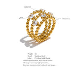 18K Gold Plated Exquisite Stainless Steel AAA Cubic Zirconia Multi Layer Stylish Ring