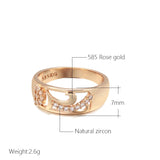 Stunning Hollow Vintage Pattern Filled 14K Rose Gold AAA White Zircon Dimaonds Rings, Smooth Geometric Jewellery