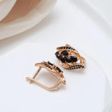 New Arrival Black AAA Zircon Crystals Full Paved Earrings For Women Luxury 14K Filled Rose Gold Daily Jewellery