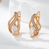 New Luxury Classic 14K Filled Rose Gold AAA Zircon Diamonds Drop Earrings - Ethnic Design Bride Jewellery