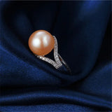 Luxury Multicolour Real Natural Freshwater Pearls AAA Zircon Diamonds Rings