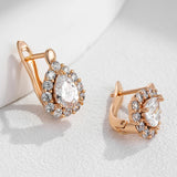 14 Karat Gold Filled Unique Full AAA Zircon Diamonds Fashion Stud Earrings Fine Jewellery