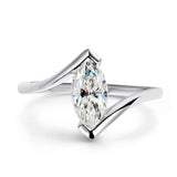 GRA Certified 5x10mm Marquise Cut Moissanite Diamond Solitaire Rings, 925 Sterling Silver Wedding Fine Jewellery