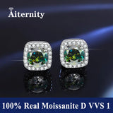 S925 Silver Platinum And Gold Plating Moissanite Stud Earrings Women Fine Jewellery