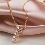 Trendy Geometric 14K Filled Rose Gold AAA Zircon Diamonds Necklace For Women  Daily Party Fine Jewellery