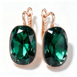 Luxury Emerald AAA Zircon Crystals 14k Rolled Gold Square Dangle Earrings