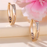 Latest Fashion Charming Filled 14K Rose Gold AAA Zircon Diamonds Hoop Earrings - Fine Jewellery For Women