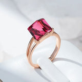 14 Karat Gold Filled Red Cube AAA Zircon Crystal Luxury Fashion Rings For Women