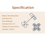 Sparkling 6.5MM 1CT Moissanite Diamonds Silver Square Shape Unisex Stud Earrings