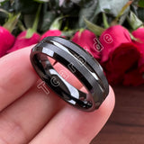 Grooved Brushed 6mm 8mm Satin Men Women Tungsten Engagement Wedding Rings