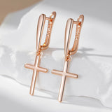 14 Karat Rolled Gold Fashion Glossy Dangle Simple Cross Daily Fine Jewellery Earrings