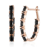 Hot Style Black or White 14K Rolled Rose Gold AAA Zircon Crystals Long Drop Earrings - Luxury Fashion Jewellery