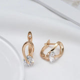 New 14K Rolled Rose Gold Special Inlay Single AAA Zircon Crystal Curve Piercing Earrings, Luxury Jewellery