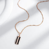 Elegant Luxury 14K Rolled Rose Gold AAA Zircon Diaonds and Black Enamel Necklace - Fine Fashion Jewellery