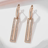 14K Filled Gold Long AAA Zircon Diamonds Glossy Hollow Vintage Drop Earrings Jewellery