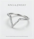 Fashion Personality V Shape Dazzling AAAA Lab Created Diamond 925 Silver Ring