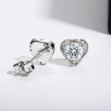 Elegant Heart Shape Flower 1ct D Colour Moissanite Diamonds Earrings for Women - Silver Sparkling Fine Jewellery - The Jewellery Supermarket