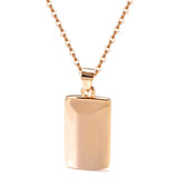 Trendy Elegant Glossy 14K Rolled Rose Gold Square Pendant Necklace For Women - Party Fine Jewellery