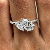 New Design 1.5cttw Toi Et Moi Pear Cut VVS1 D Colour Moissanite Diamond Engagement Ring