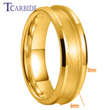 Groove Beveled Polished Finish 4/6/8mm Tungsten Carbide Engagement Rings