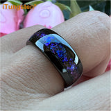Orion Nebula Galaxy Opal Inlay 8mm Silver/Black Tungsten Rings for Men Women