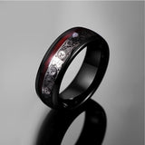 New Arrival 8mm Wide Black Inlay Triple Spiral Pattern+Red Guitar String Tungsten Carbide Ring - The Jewellery Supermarket