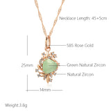 14K Gold Filled Trend Green AAA Zircon Crystals Flower Elegant Fine Pendant Necklace